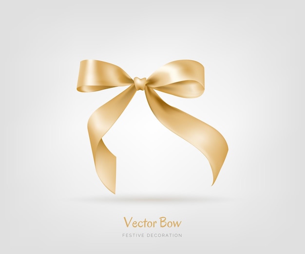 Mooie vectorillustratie van een gouden strik met een knoop voor verjaardagen, verjaardagen Kerstmis