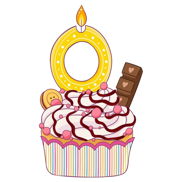 Mooie verjaardagstaart cupcake met kaars