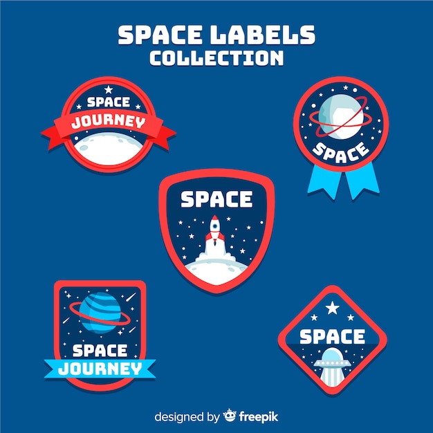 Mooie verzameling ruimte-insignes met een plat ontwerp