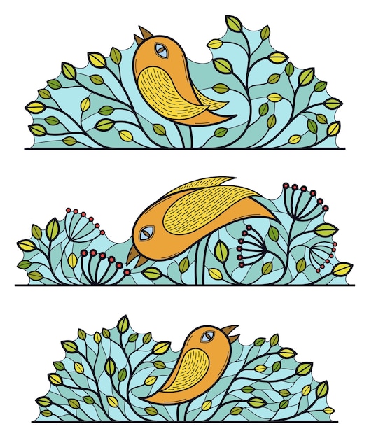 Mooie vogel op een tak lineaire floral vector design geïsoleerd op wit, laat elegante tekst scheidingslijn randelement voor lay-outs, mode-stijl klassieke embleem, luxe vintage graphics.