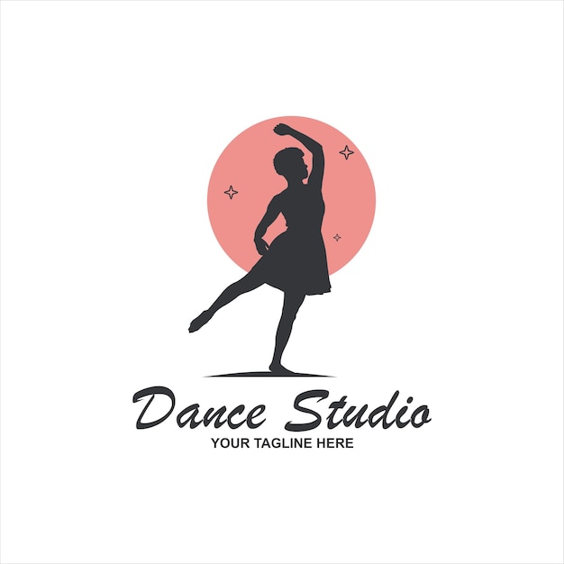 Mooie vrouw dansen logo ontwerpsjabloon concept