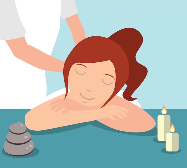 Mooie vrouw genieten van massagebehandeling gegeven door therapeut, Spa concept