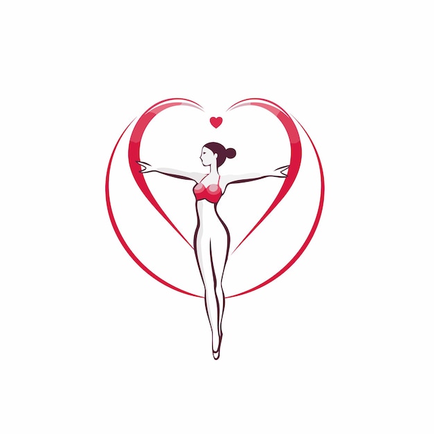 Mooie vrouw in een zwembroek met een strik in de vorm van een hart Vector illustratie