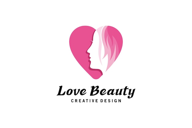 Mooie vrouw liefde logo voor schoonheid bedrijfslogo ontwerp