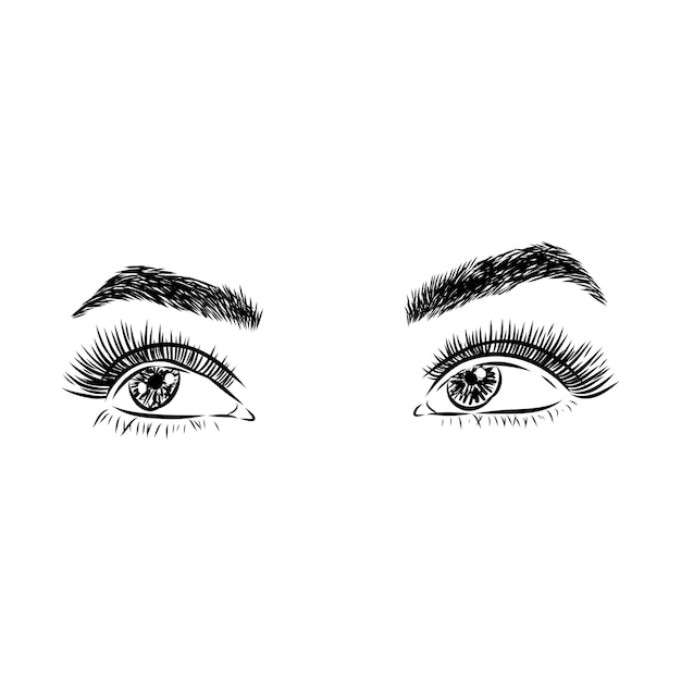 Mooie vrouw ogen zwart-wit tekening schets mode vectorillustratie