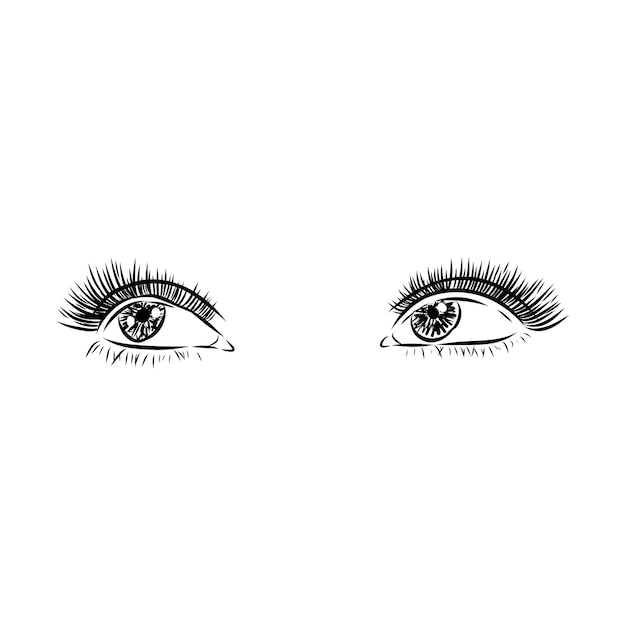 Vector mooie vrouw ogen zwart-wit tekening schets mode vectorillustratie