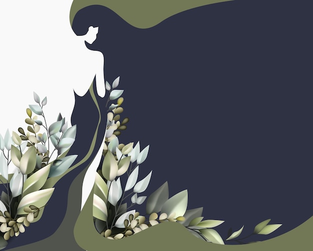 Mooie vrouwelijke silhouet met bloemen Vector illustratie voor uw ontwerp