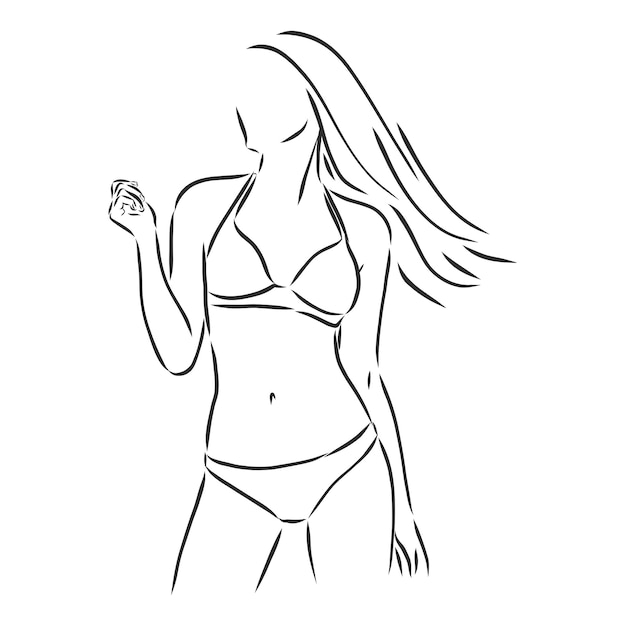 Vector mooie vrouwenlichamen in bikini vectorillustratie zwempak vectorschetsillustratie