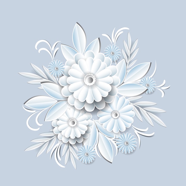 Vector mooie witte bloemen geïsoleerd. floral decoratie element