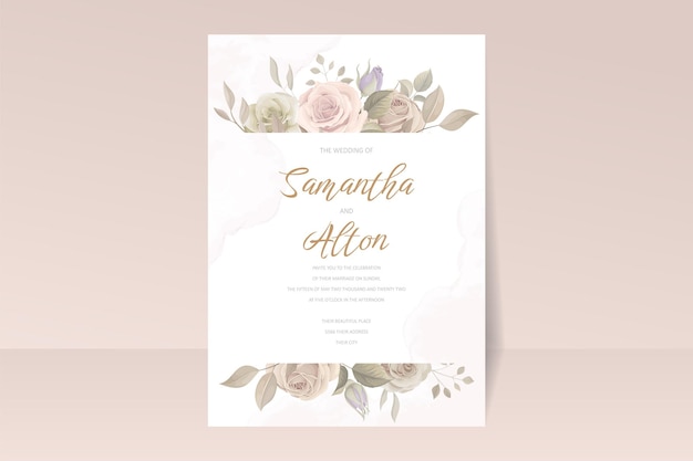 Mooie zachte bloemen en bladeren bruiloft uitnodigingskaart