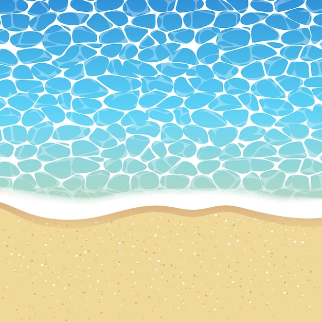 Mooie zomer blauwe waterspiegel rimpel en strand aan zee op zonnige dag vectorillustratie