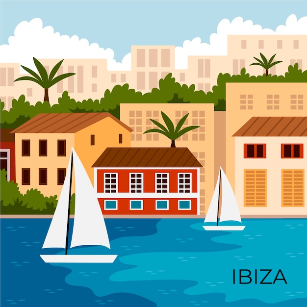 Mooie zomerse ibiza illustratie