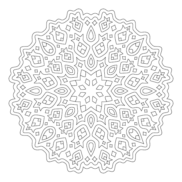 Mooie zwart-wit lineaire vectorillustratie voor volwassen kleurboekpagina met abstracte tribal patroon geïsoleerd op de witte background