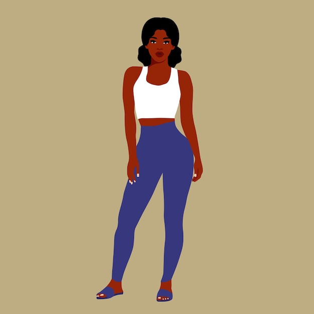 Mooie zwarte vrouw in elegante kunst stijl vector