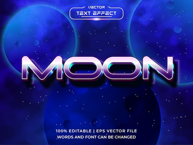 Moon 3D editbale Текстовый эффект с фоном галактики