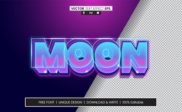 Moon 3D Text Effect Fully Editable