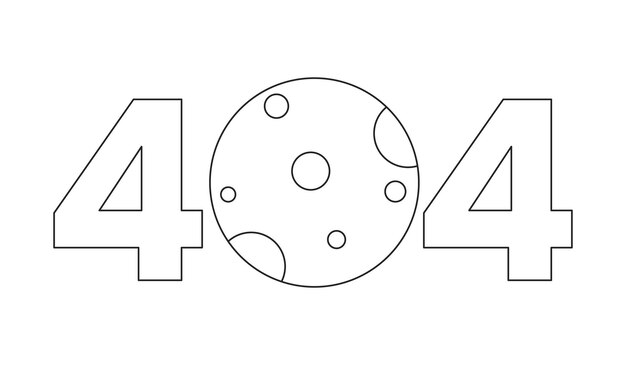 Луна черно-белая ошибка 404 флеш-сообщение Астрономический объект Монохромное пустое состояние UI дизайн Страница не найдена всплывающее изображение мультфильма Вектор плоский контур иллюстрация концепция