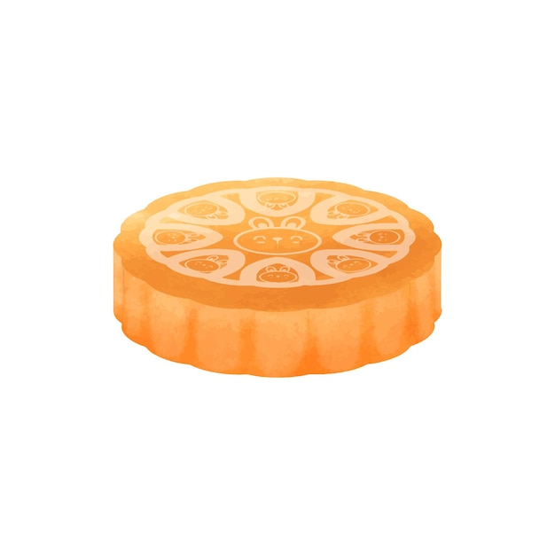 Moon cake Chinese mid autumn festival food watercolor on white blackground vector illustration