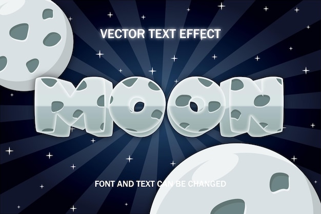 Modello di stile del carattere effetto testo modificabile 3d in stile cartone animato luna