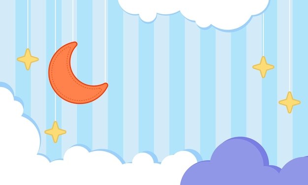 Moon cloud flat kids background 012