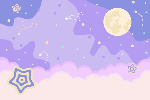 moon cloud flat kids background 034