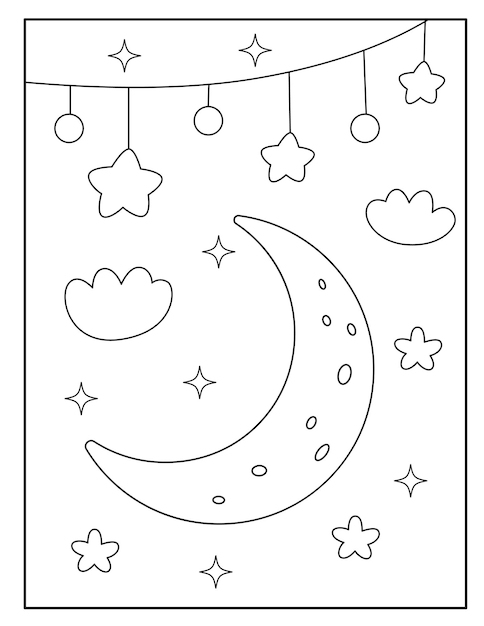 Moon coloring pages for kids