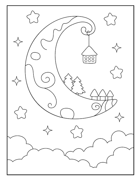 Luna disegni da colorare per bambini