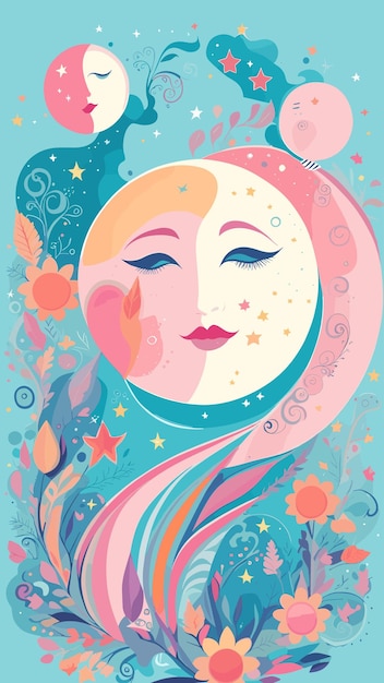 Moon drawing cartoon surrealism artwork vector