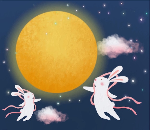 Moon festival rabbit illustration background