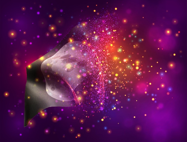 moon flag on pink purple background with lighting and flares