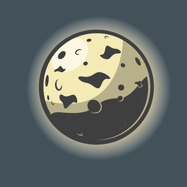 Vector moon flat illustration