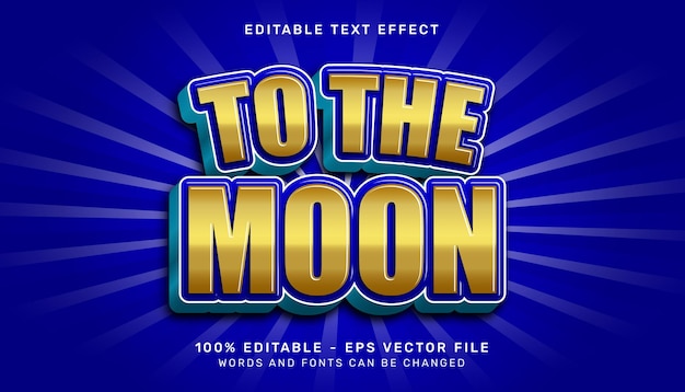 to the moon gold and blue color 3d text effect and editable text effect