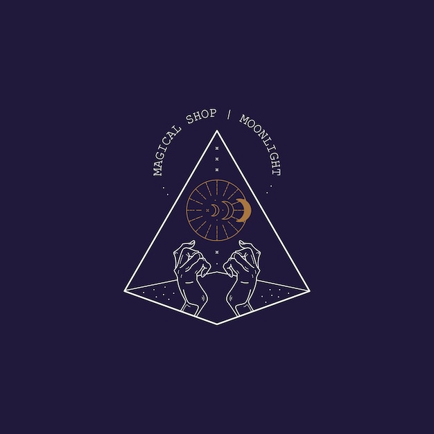 Moon and hand magic logo