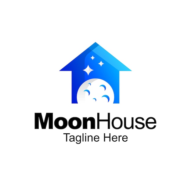 Moon house logo gradient template design