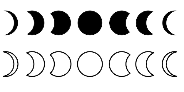 Moon icon Moon half Moon phases astronomy icons Crescent symbol Vector illustration EPS 10