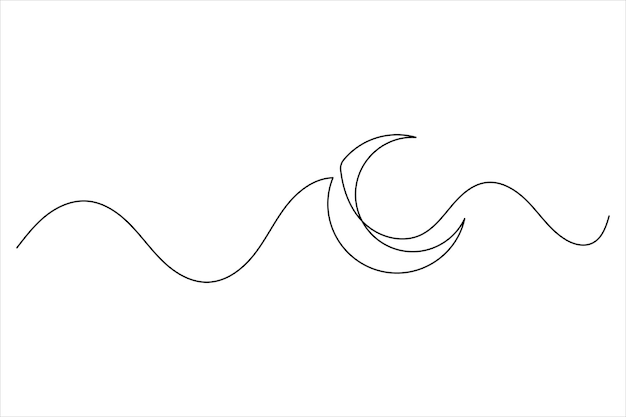 月のアイコン 1 ラインの絵と孤立した連続的な概要 イスラム教のベクトルイラスト
