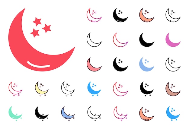 Moon Icon Set Vector Illustration