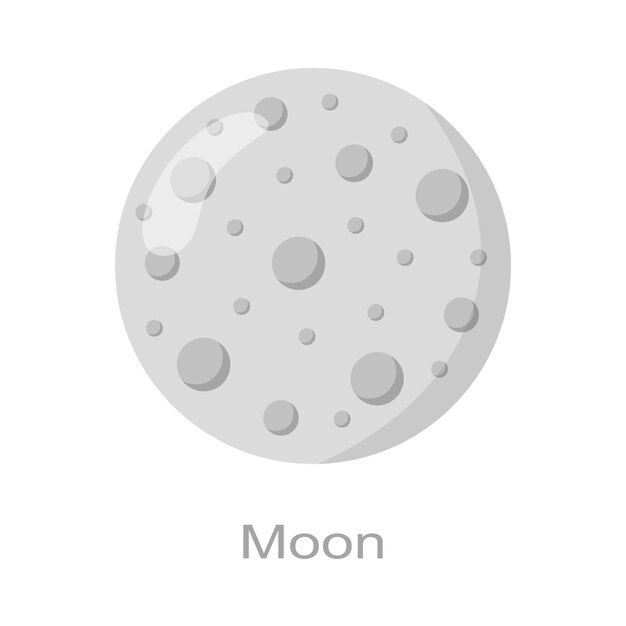 moon icon with name earth satellite. universe element of solar system.
