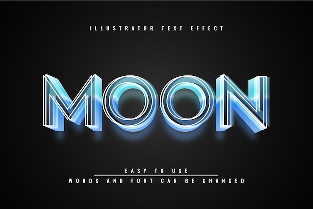 Moon-Illustrator 편집 가능한 3D 텍스트 효과 디자인