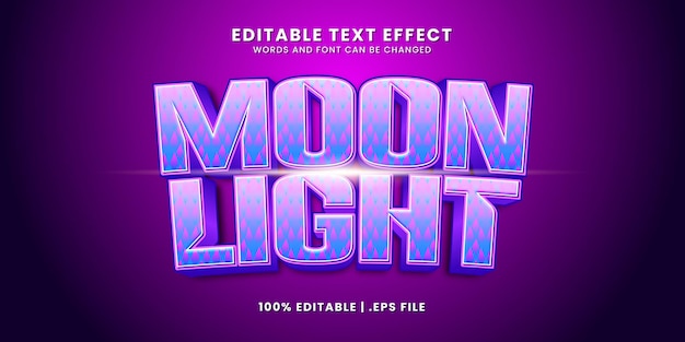 Moon light editable text effect in 3D style