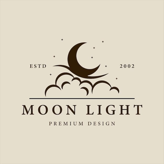 Moon light logo vector vintage illustration template icon graphic design lunar or crescent sign or symbol with simple retro style