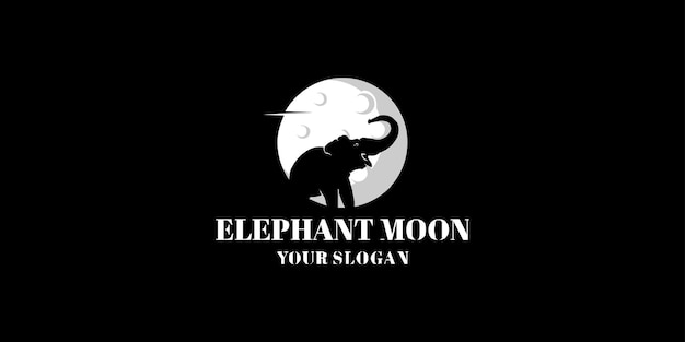 Ispirazione al design del logo moon con silhouette di elefante