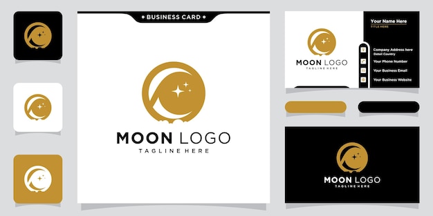 Moon logo modern and star logo design icon vector