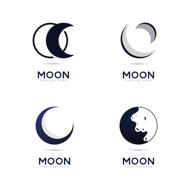 Vettore modello di progettazione dell'icona di vettore del logo della luna
