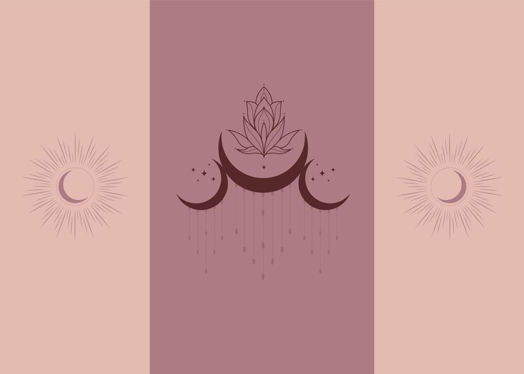 Vector moon and lotus flower vector set.  elegant crescent and star logo design line icon vector