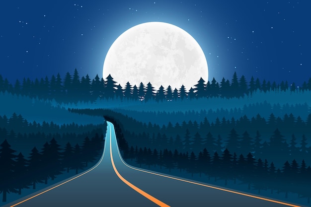 Vector moon nature landscape