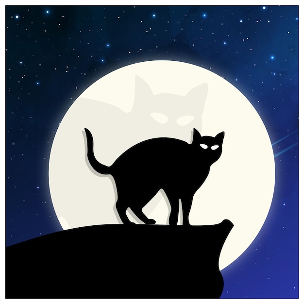 Vettore notte di luna cat