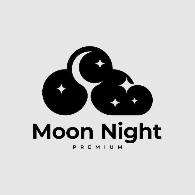 Vector moon night cloud light star sleep dream logo vector icon illustration