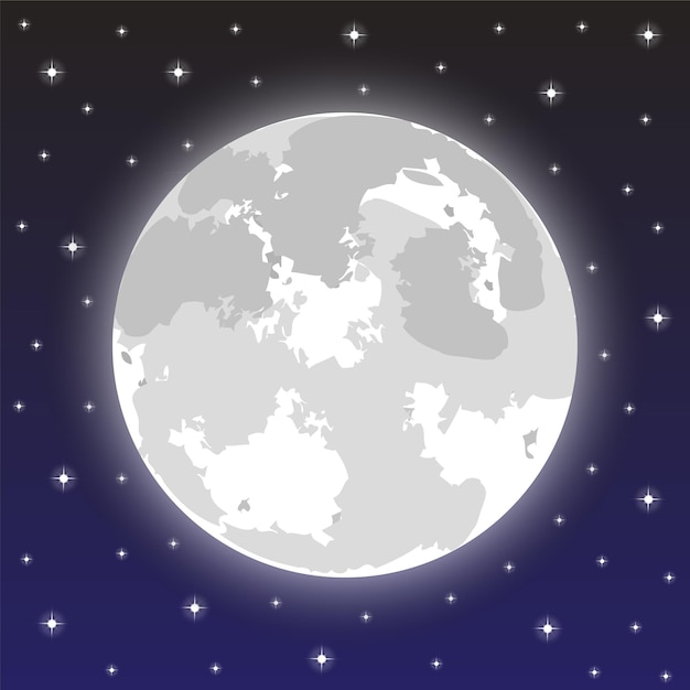 Vettore luna nel cielo notturno