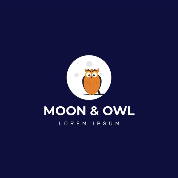 Moon owl logo illustration